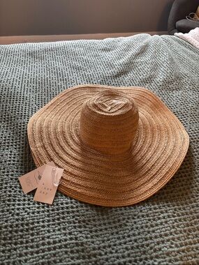 a new day Tan Wide-Brim Straw Sun Hat